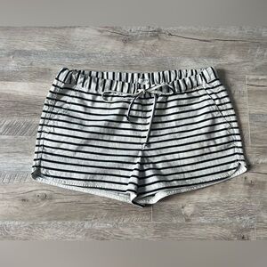 J Crew Striped linen-cotton Ivory Navy Stripe drawstring short Size Small